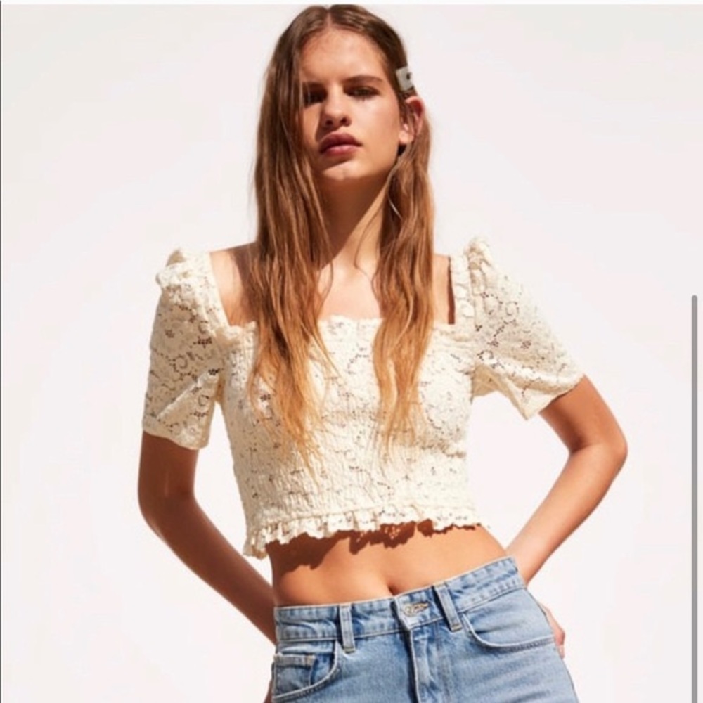 Zara Lace Square Neck Crop Top